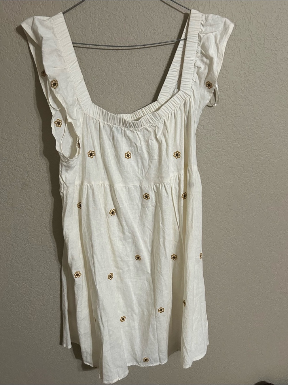 wild fable White Embroidered Ruffle Strap Tunic